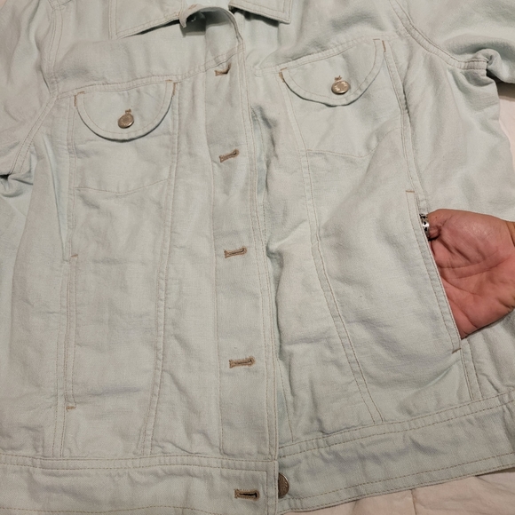 J. Jill women's mint green long-sleeved linen and cotton jacket size medium - Picture 12 of 14